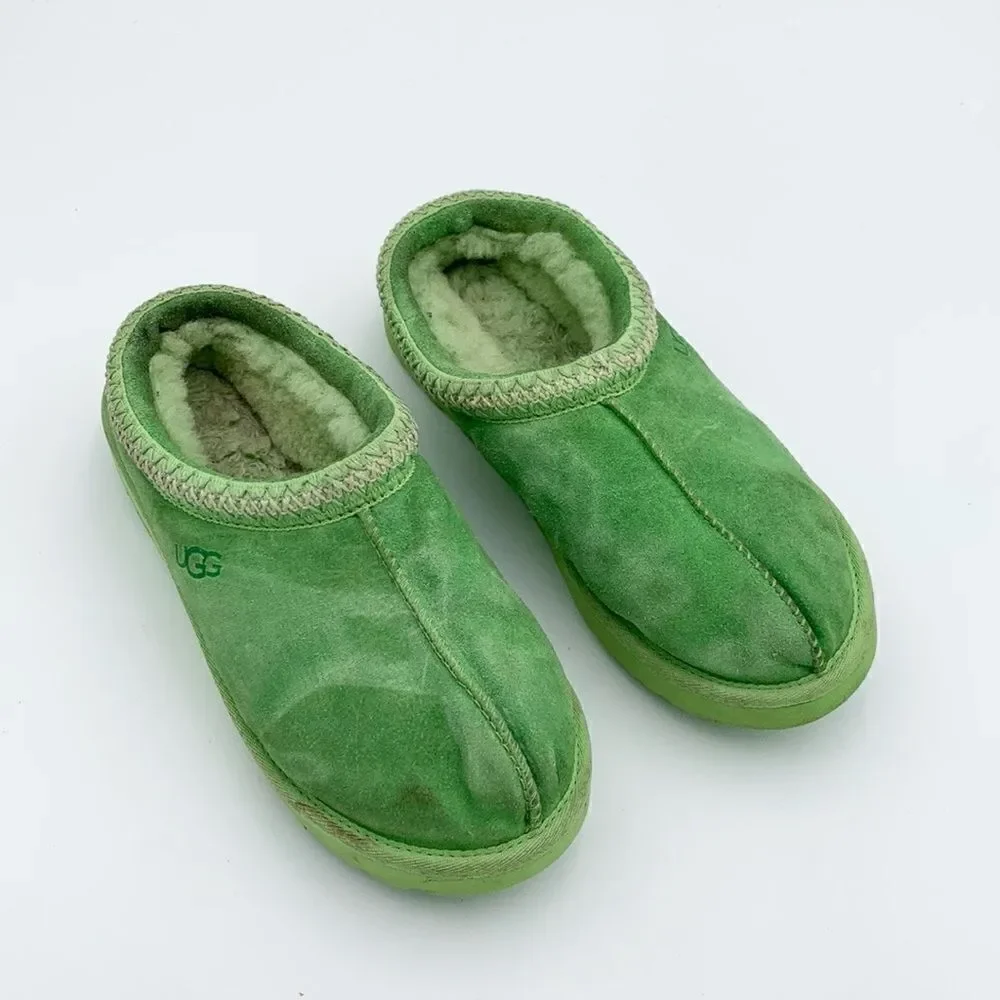 UGG bright lime green slip on Tasman style shoes mens size 10
